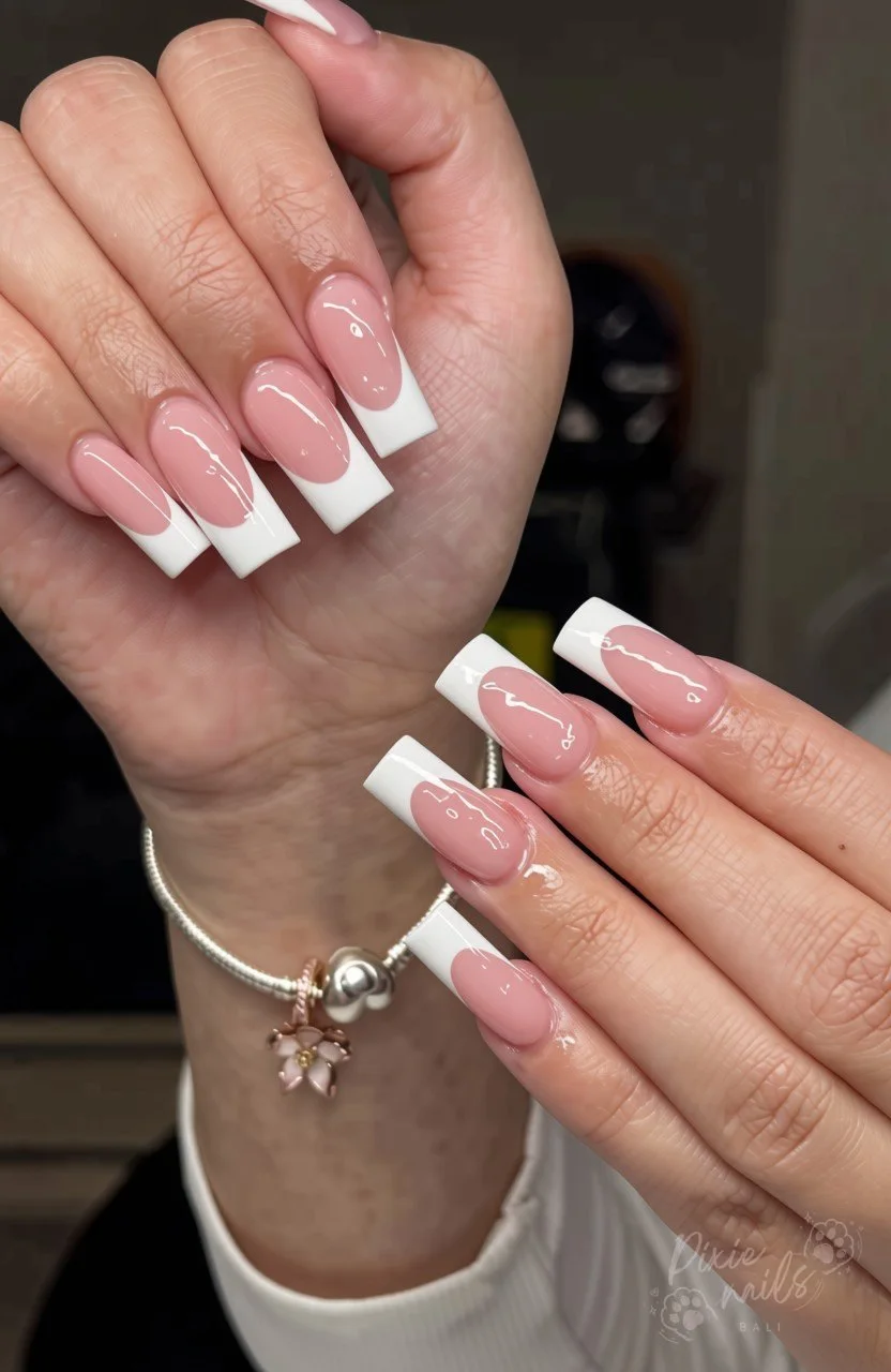Square French tip nails