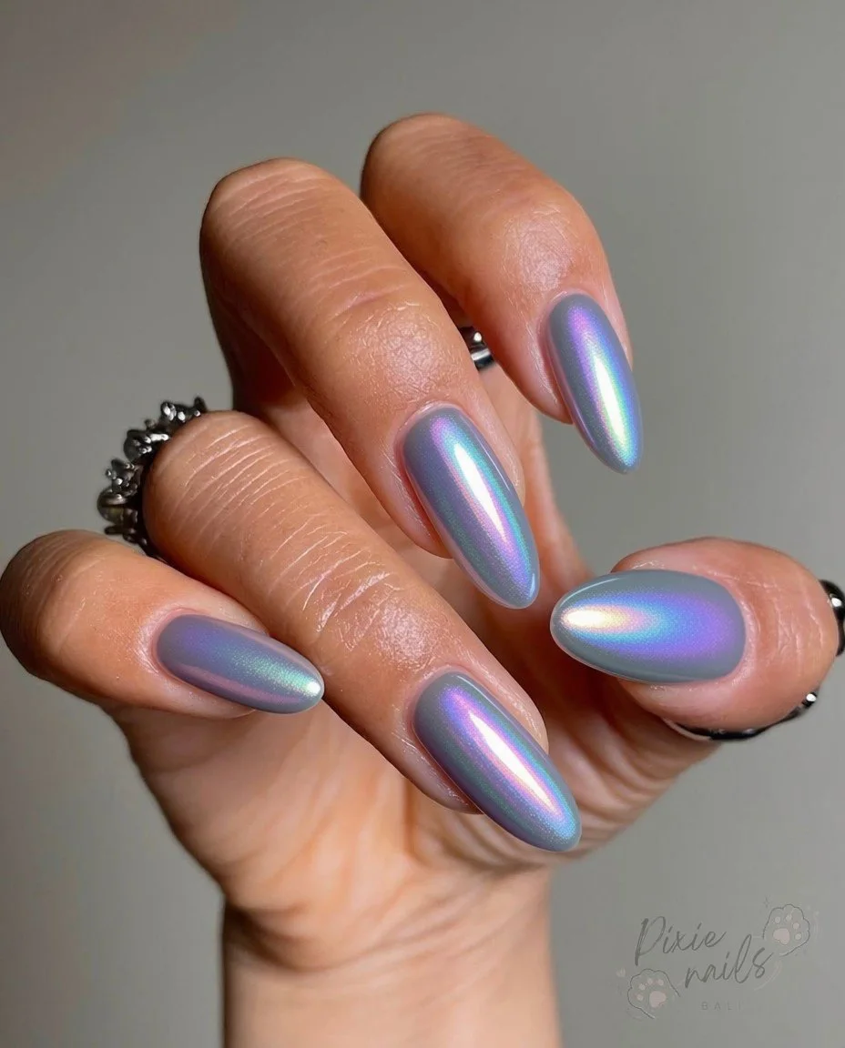Aurora chrome nail design by Pixienailsbali