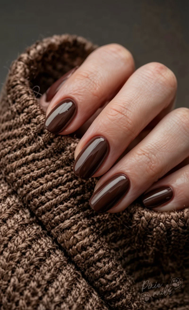 Mocha brown nails