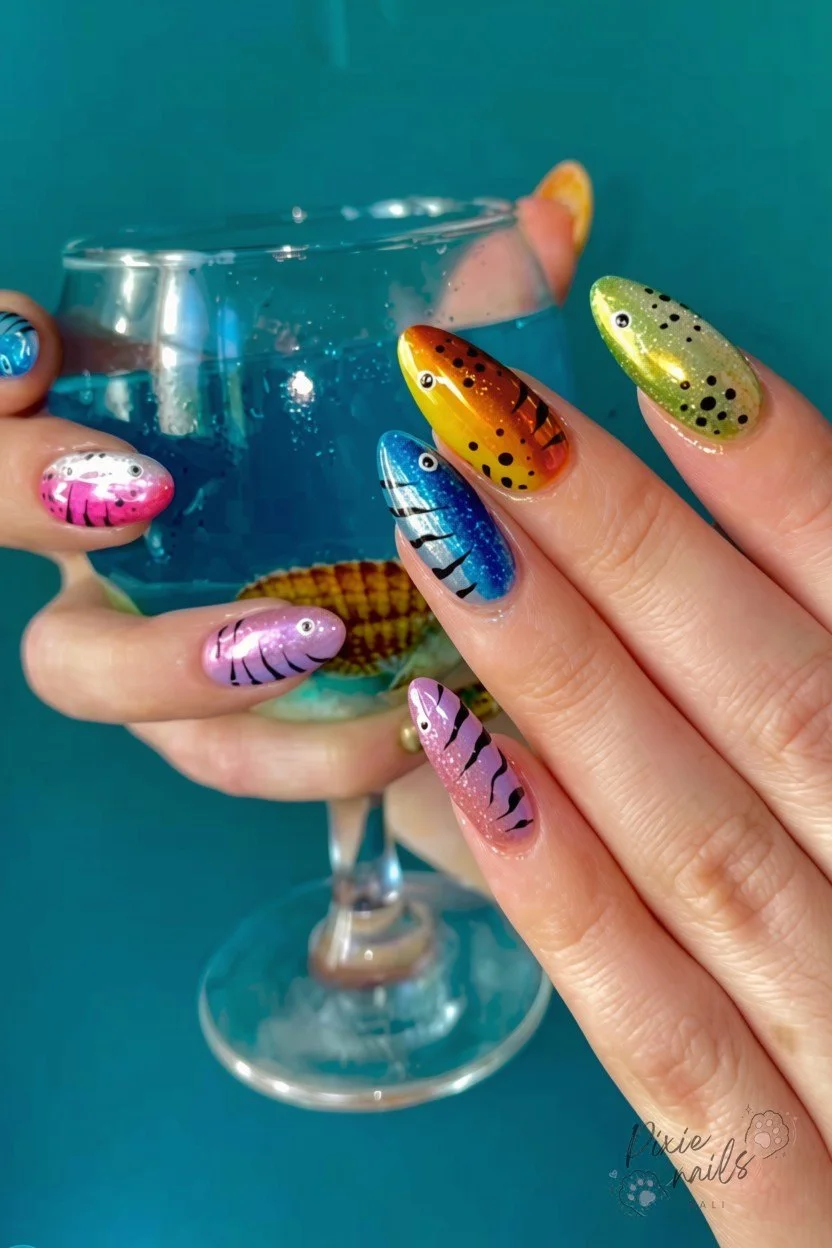 Colorful custom nail art